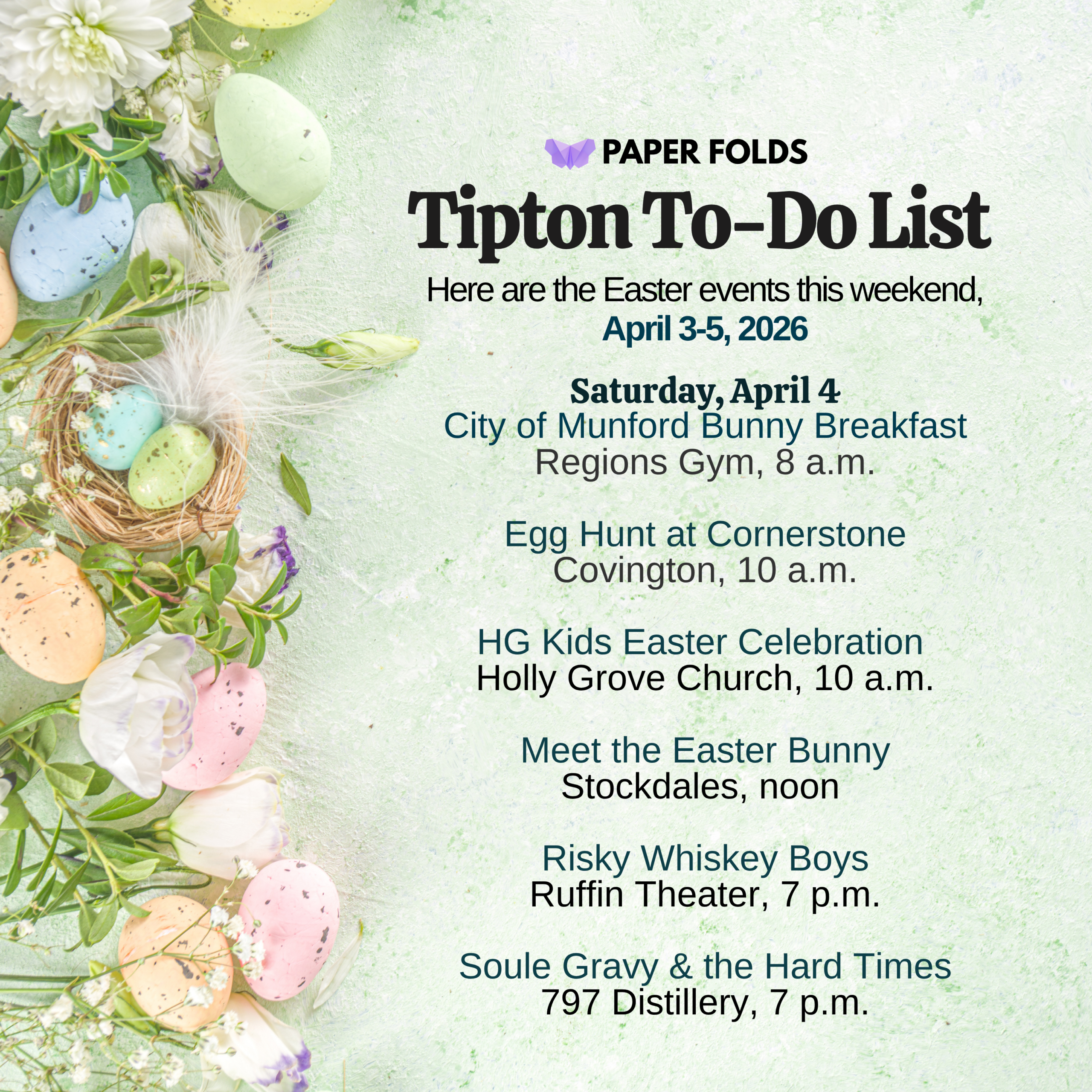 Tipton To-Do List: April 3-5, 2026