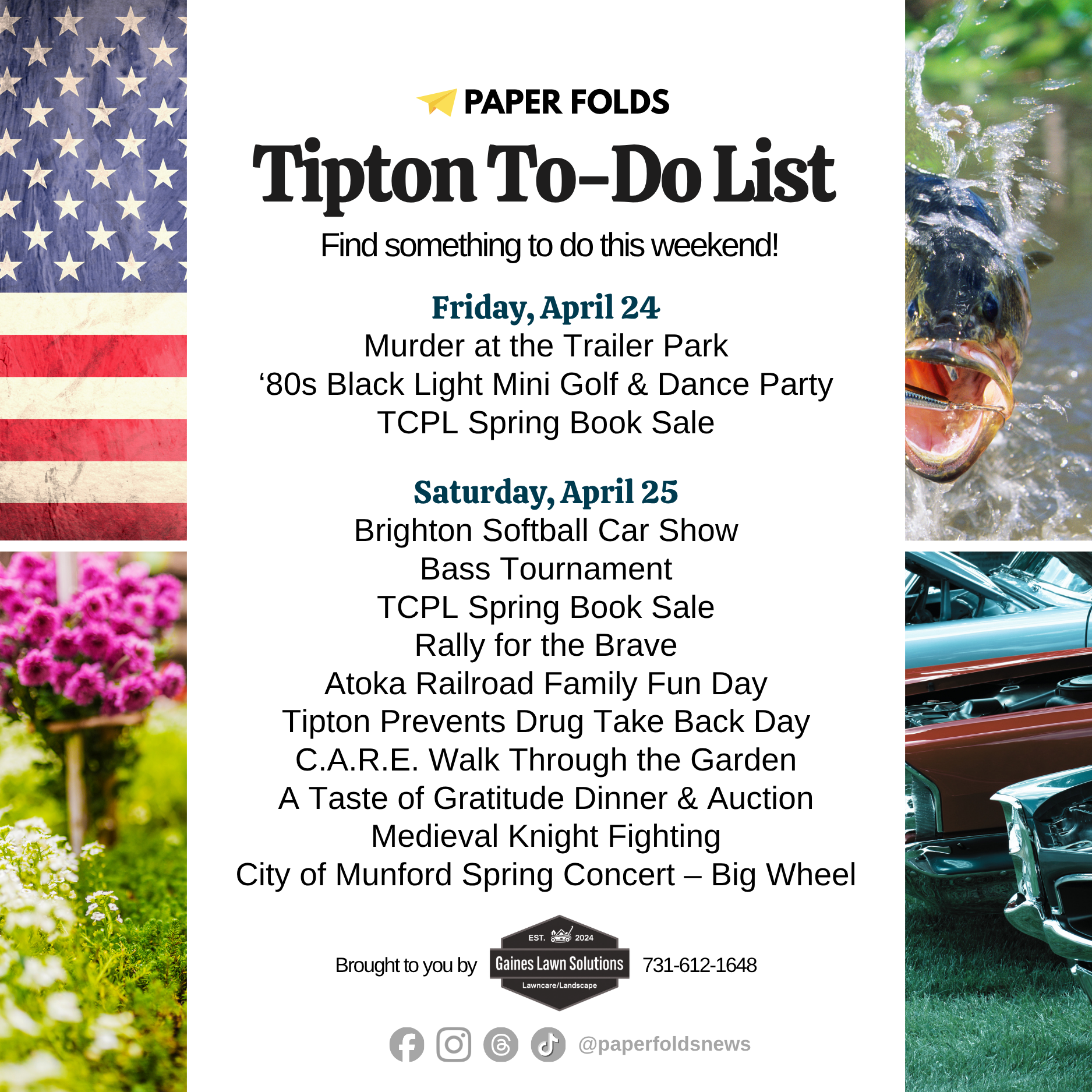 Tipton To-Do List: April 24-26, 2026