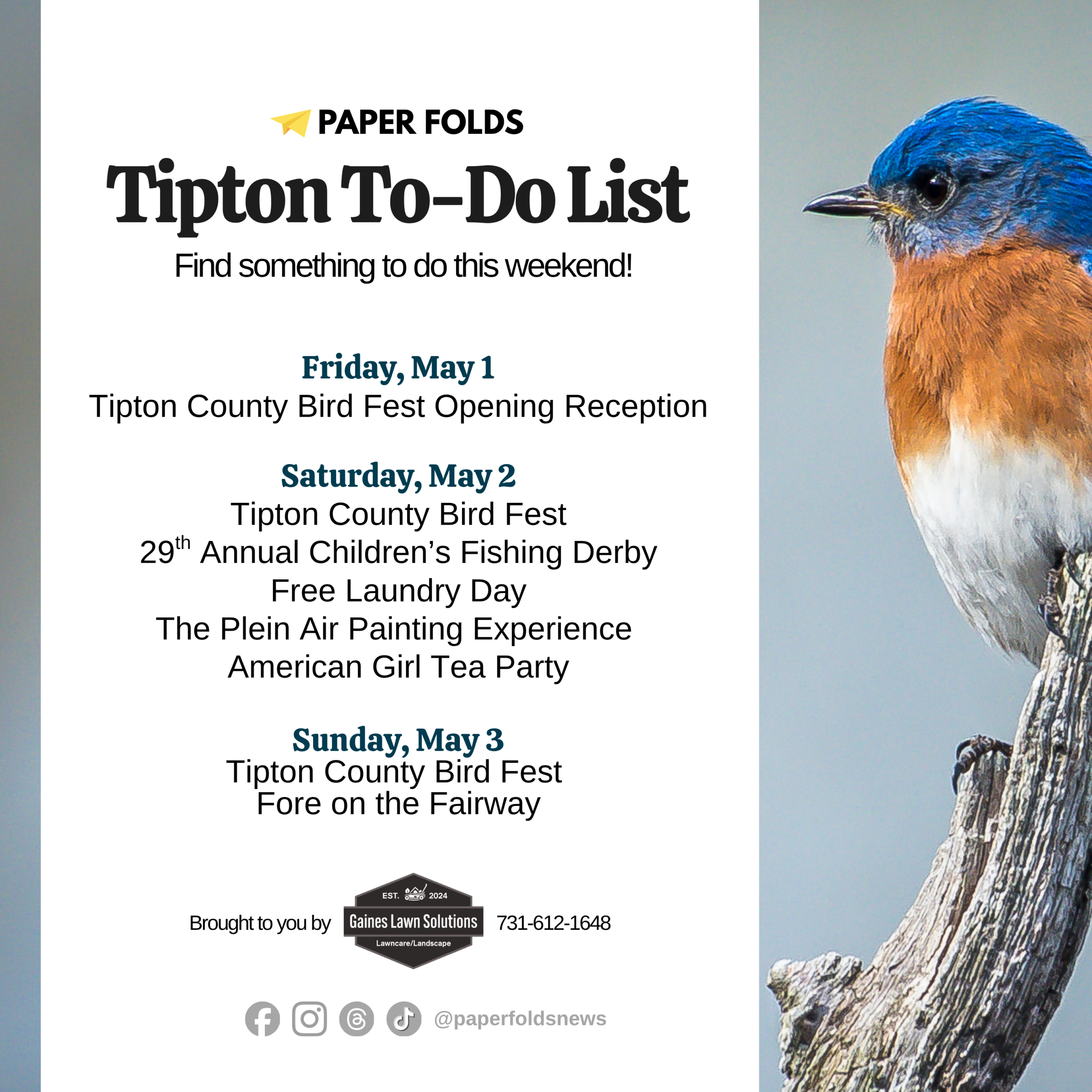 Tipton To-Do List: May 1-3, 2026