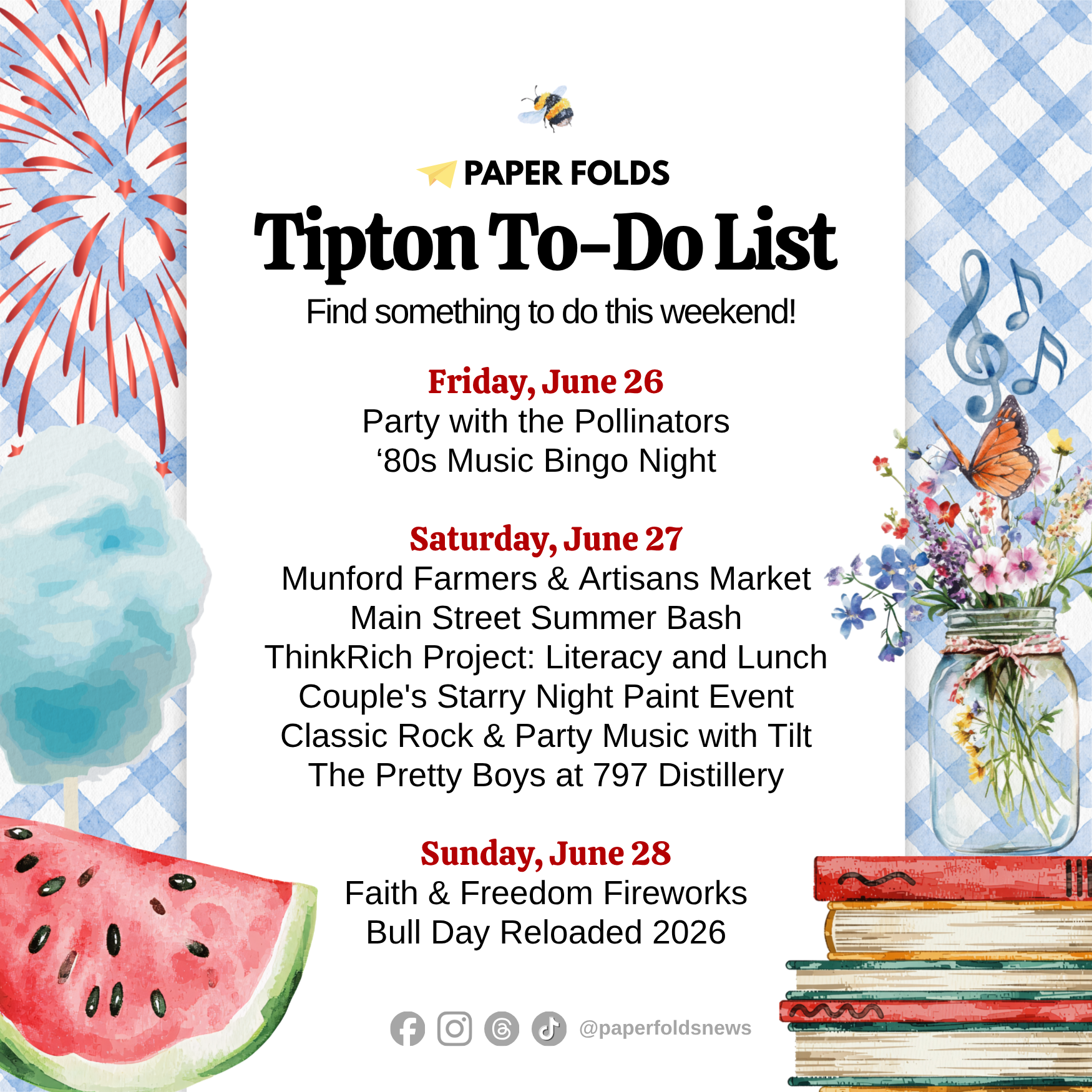 Tipton To-Do List: June 26-28, 2026