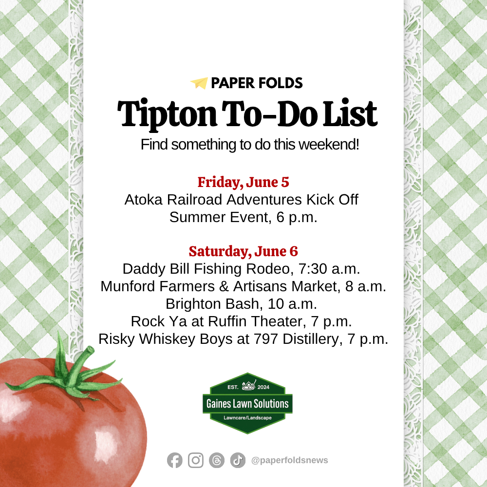 Tipton To-Do List: June 5-7, 2026