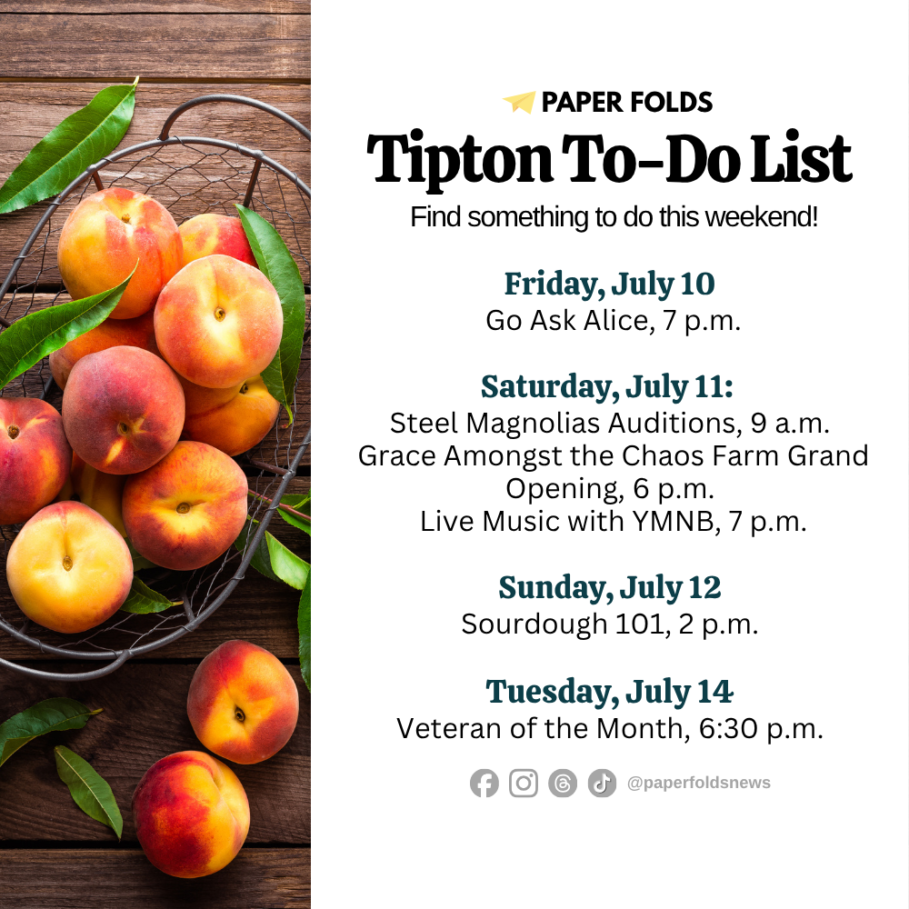 Tipton To-Do List: July 10-12, 2026