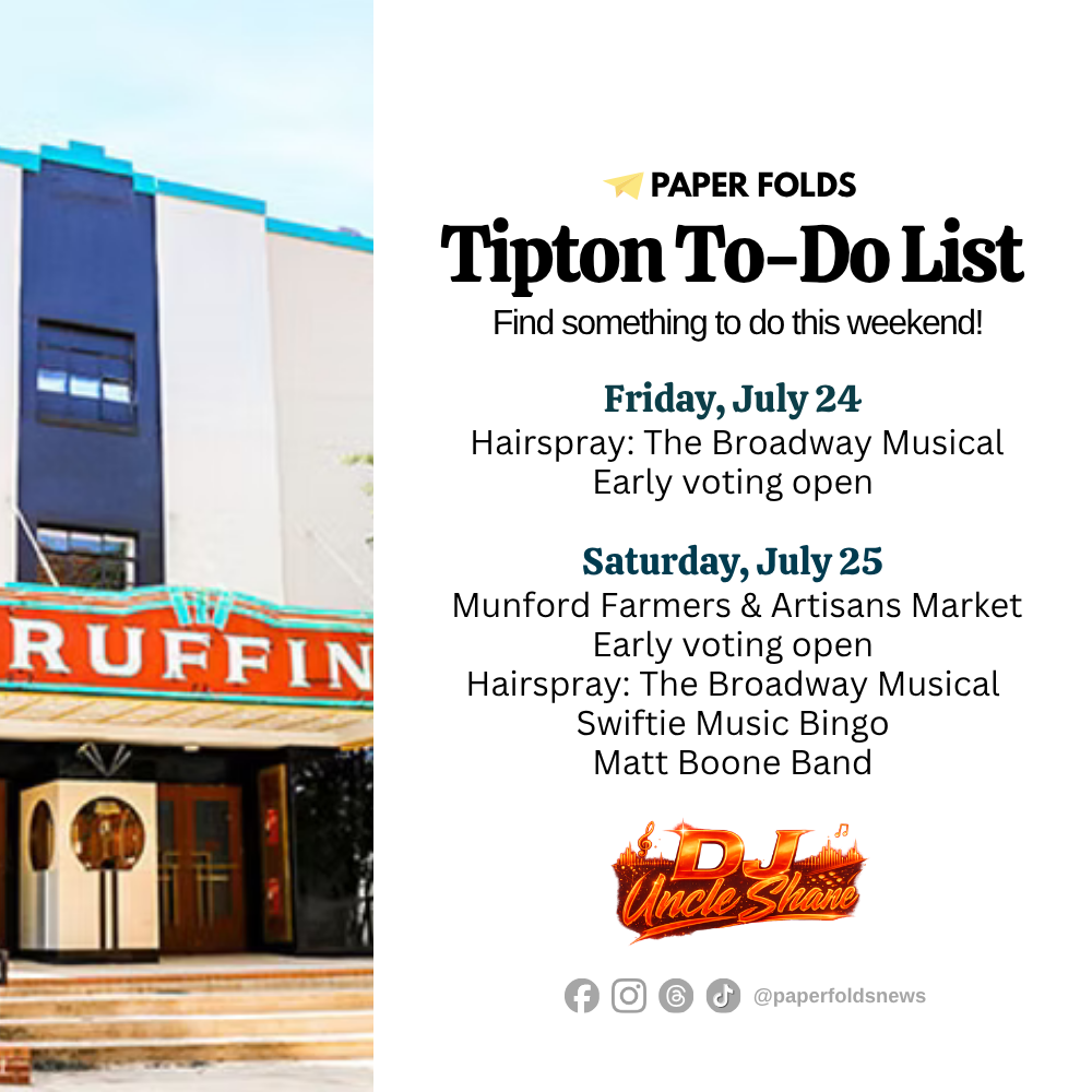 Tipton To-Do List: July 24-26, 2026