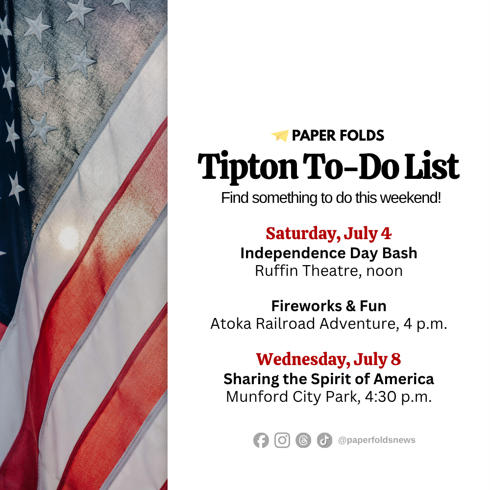 Tipton To-Do List: July 3-5, 2026