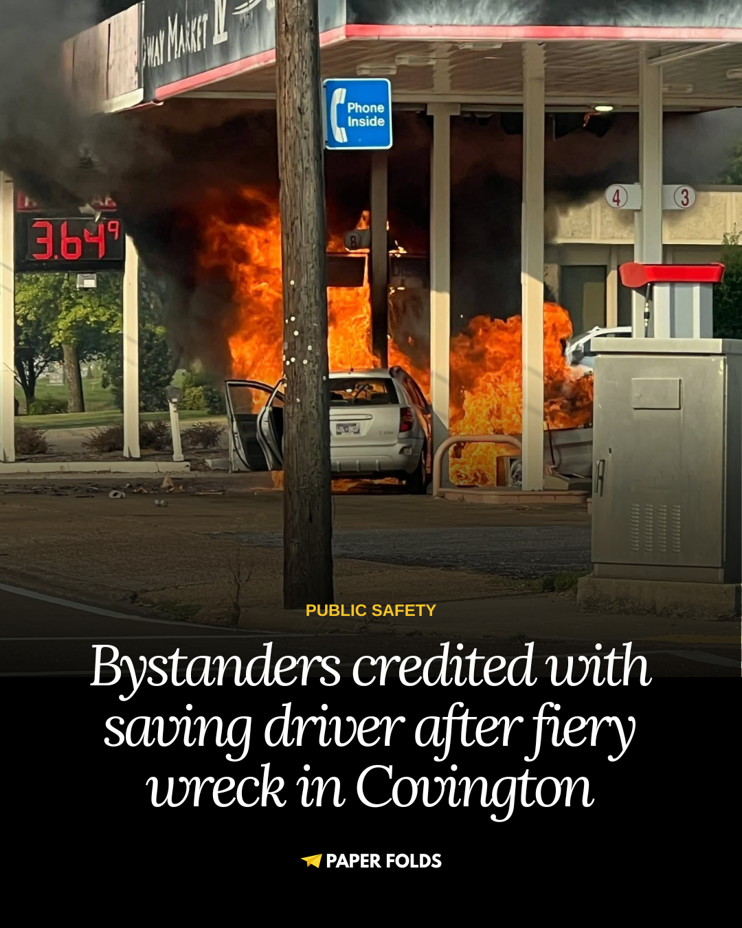 Bystanders credited with saving woman from fiery crash in Covington