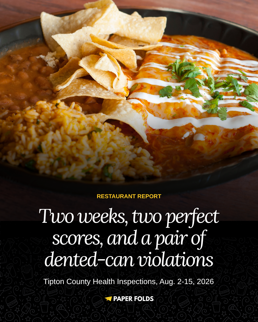 Two weeks, two perfect scores, and a pair of dented-can violations: Tipton County Health Inspections, Aug. 2-15, 2026