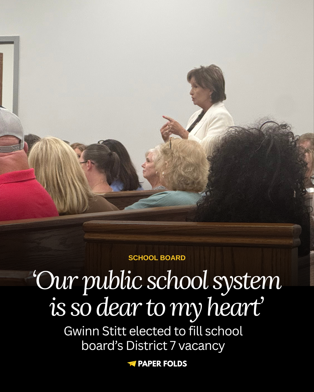 Gwin Stitt chosen to fill vacant District 7 school board seat