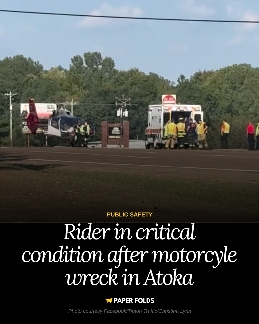 Rider in critical condition following motorcycle wreck in Atoka