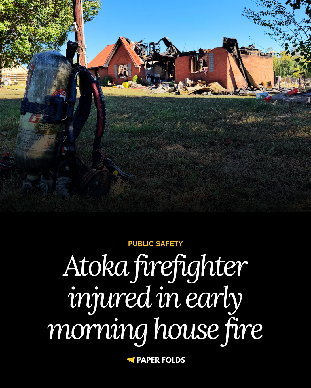 Atoka firefighter burned, rescued after roof collapse at house fire