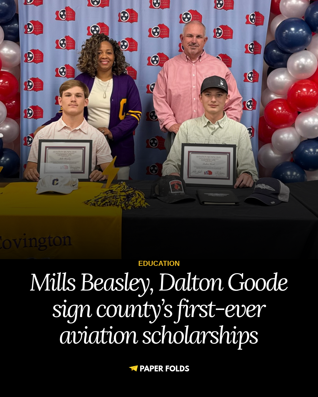 Tipton County students sign county’s first flight school scholarships